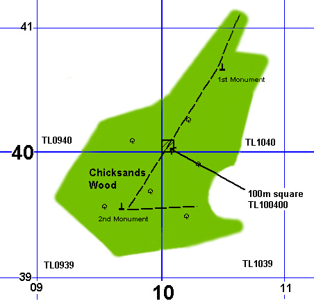 map of chicksands wood to show recording problems